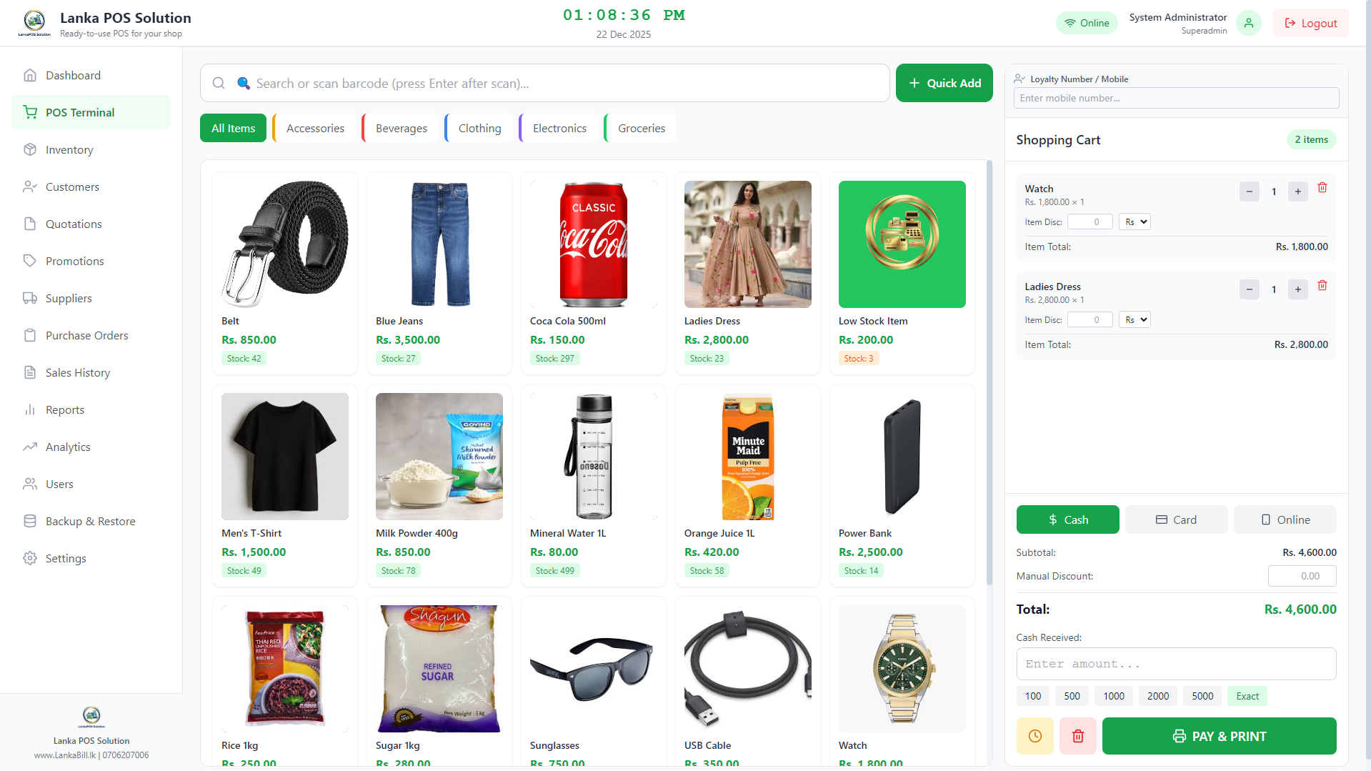 Lanka POS Sales Interface